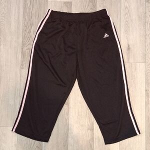 Adidas Women's Capri Black Joggers with Light Pink Strips